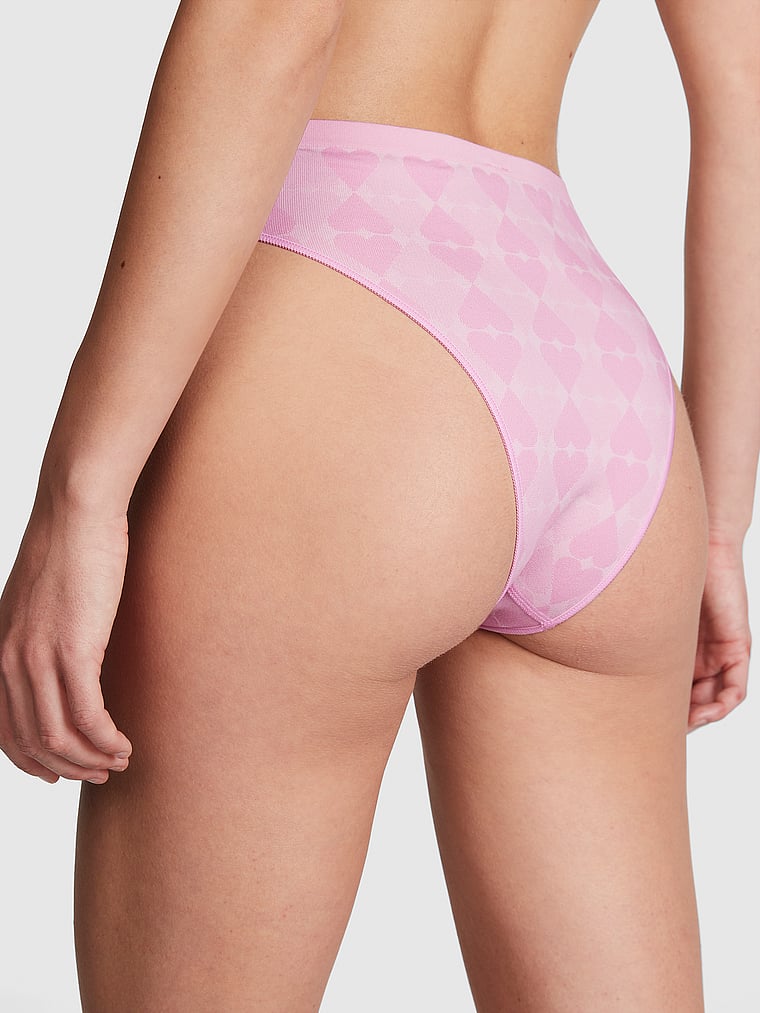 PINK Seamless Brazilian Panty, Pink Bubble, onModelBack, 2 of 3 Ruby is 5'6" or 168cm and wears Small