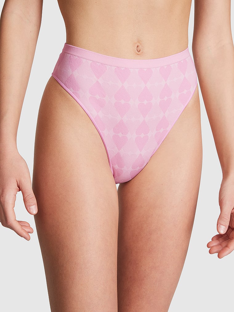 PINK Seamless Brazilian Panty, Pink Bubble, onModelFront, 1 of 3 Ruby is 5'6" or 168cm and wears Small
