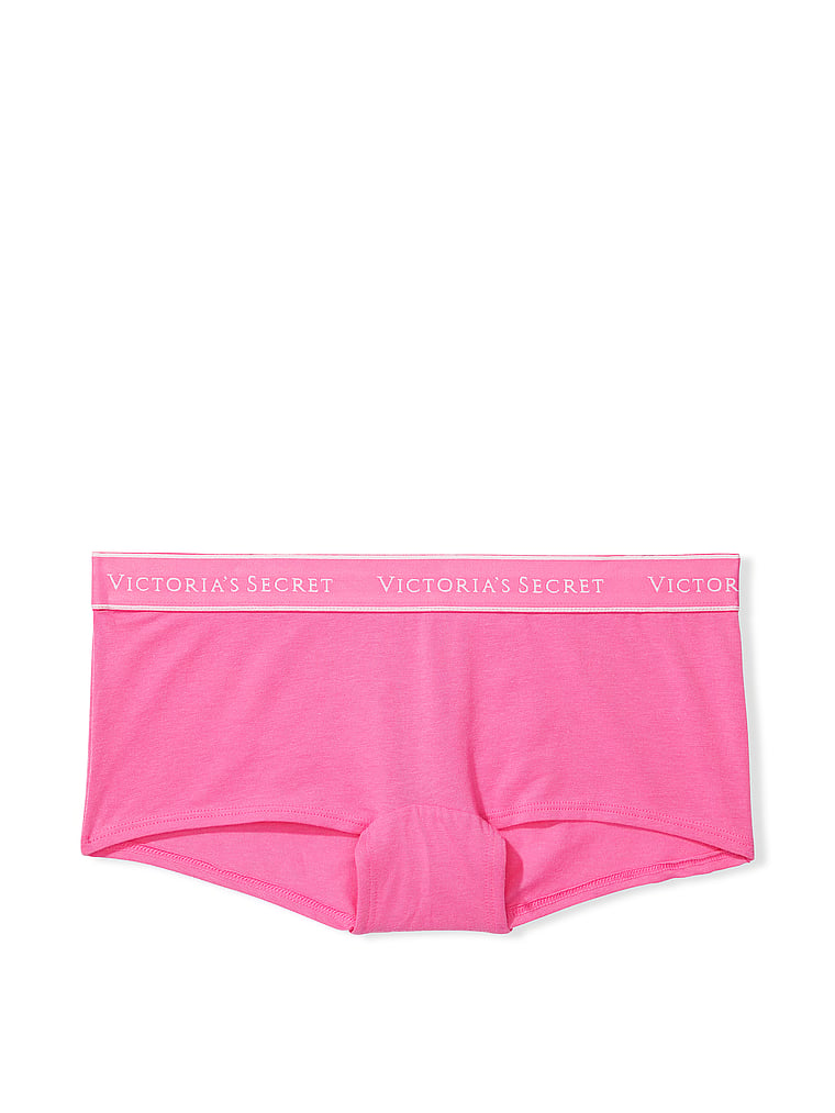 Victoria's Secret, Cotton Logo Cotton Boyshort Panty, Hollywood Pink, offModelFront, 3 of 3