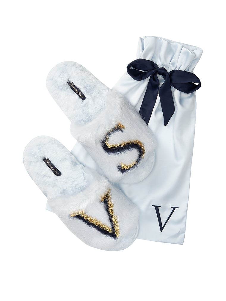 Victoria's Secret logo "V" en fourrure synthétique diapositives