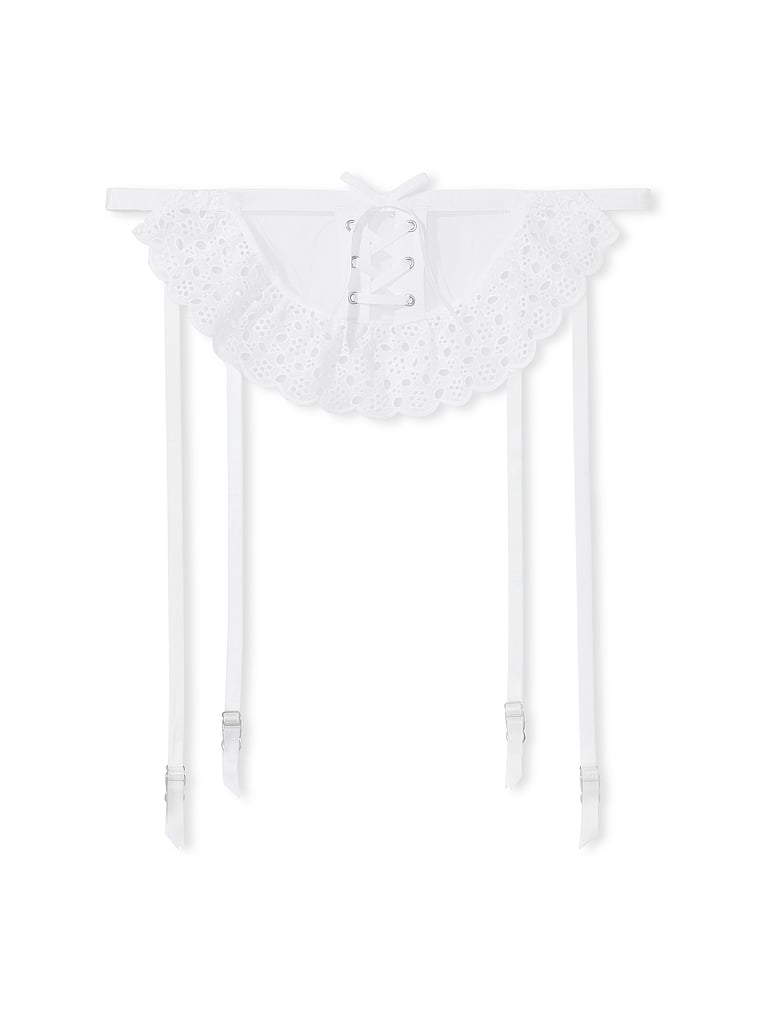Victoria's Secret, Dream Angels Eyelet Lace Garter Belt Skirt, Vs White, offModelFront, 3 of 4