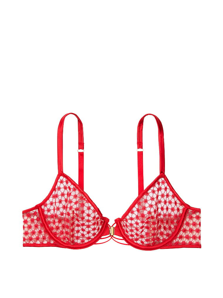 Victorias Secret Starburst non doublée demi bustier soutien-gorge brodé rouge