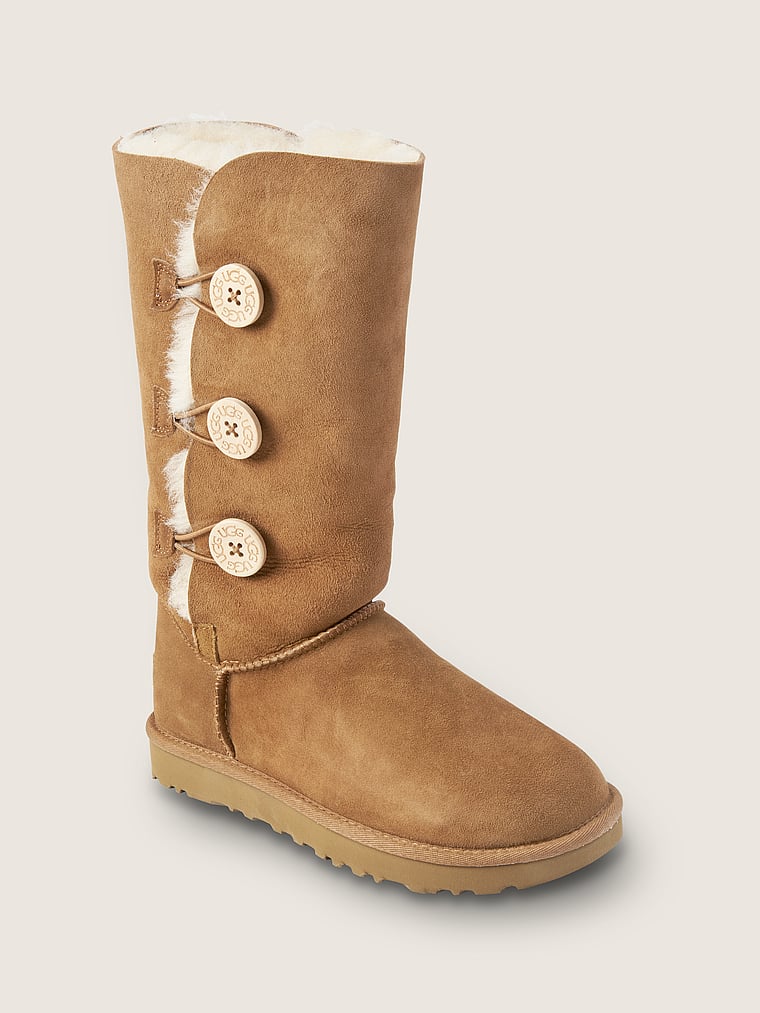 UGG® Bailey Button Triplet II Boot, Chestnut, offModelFront, 1 of 3