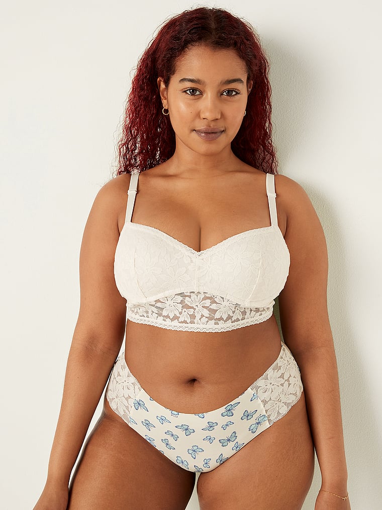 PINK Bralettes & Bra Tops Lace Push-Up Bralette, Coconut White, onModelFront, 1 of 5 Hannah is 5'5" or 165cm and wears 36DD (E) or Large