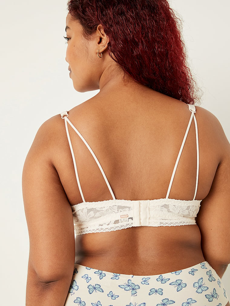 PINK Bralettes & Bra Tops Lace Push-Up Bralette, Coconut White, onModelBack, 2 of 5 Hannah is 5'5" or 165cm and wears 36DD (E) or Large