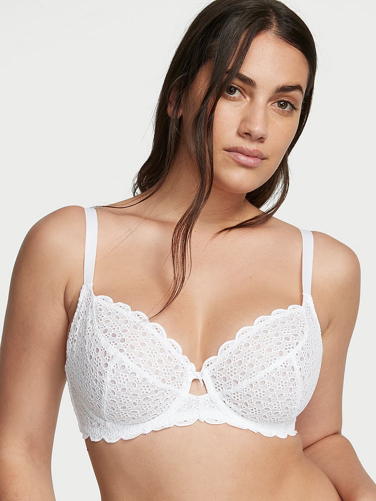 Victoria's Secret, Dream Angels The Fabulous by Victoria's Secret Full Cup Bra, Vs White, onModelFront, 1 of 4 Lorena is 5'9" or 175cm and wears 34DD (E) or Large