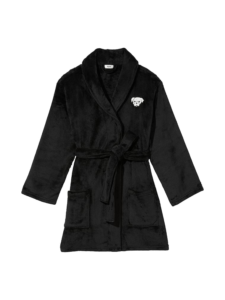 PINK Fluffy Robe, Pure Black, offModelFront, 3 of 3
