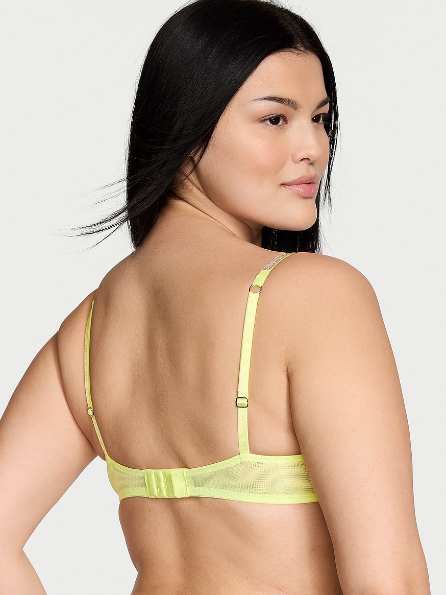 Sheer Shine Motif Unlined Low-Cut Demi Bra